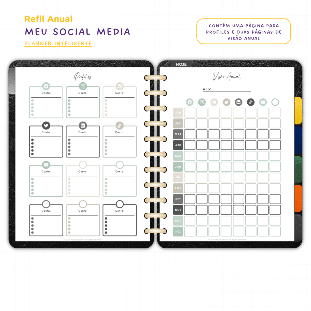 Refil Planner Meu Social Media Anual Achala 8 furos - Image 11