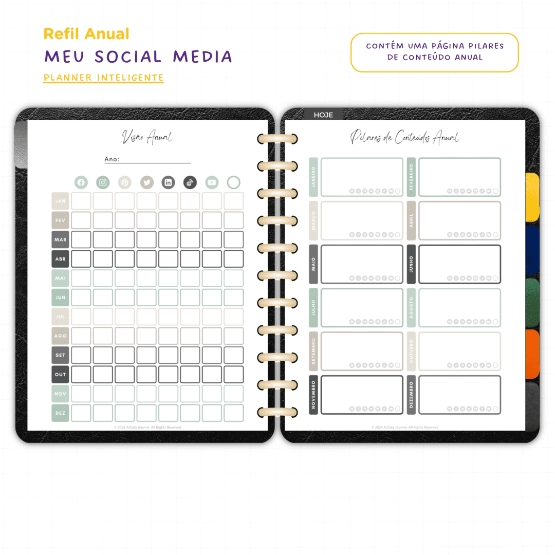 Refil Planner Meu Social Media Anual Achala 8 furos - Image 2