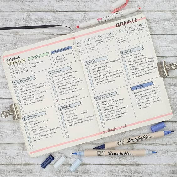 Exemplo de bujo para track de objetivos.