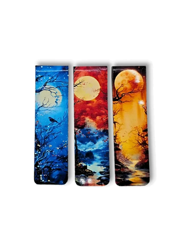 Conjunto Achala com 3 Marcadores de Páginas Magnéticos Reflexos Lunares inspirados nas fases da lua.