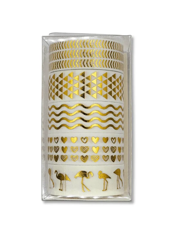 Washi Tapes Tropical Gold - Kit Dourados 5 unid