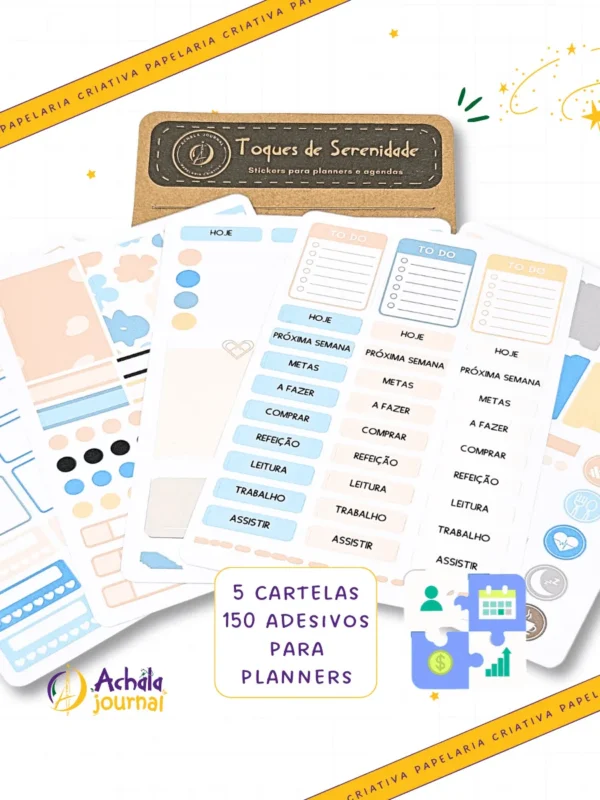 Achala Kit Adesivos para Planner - Toques de Serenidade