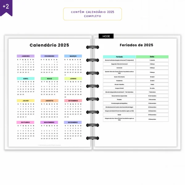 Refil Agenda Planner Diário 2025 para 1 ano | Anual Datado - Papelaria Achala