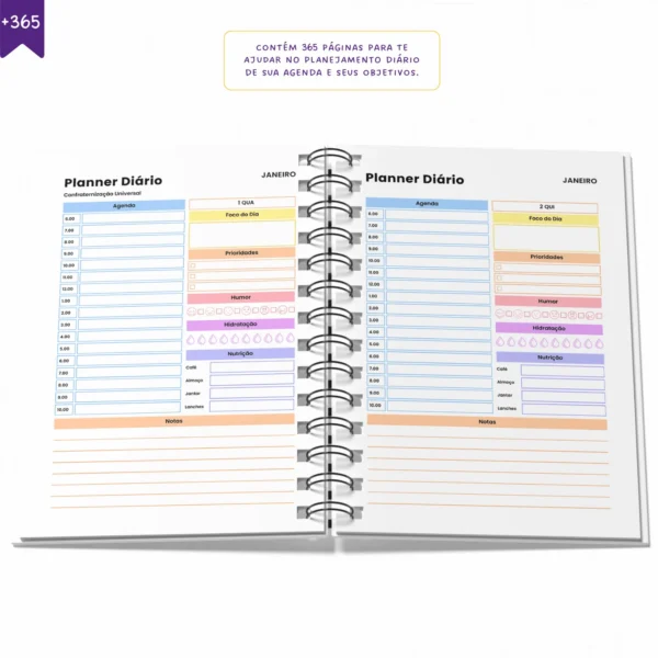 Agenda Planner Diário 2025 Tons de Serenidade | Anual Datado - Papelaria Achala