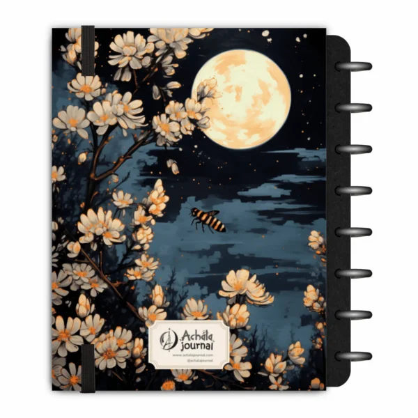 Agenda Planner Diário 2025 Noite em Flores | Anual Datado - Papelaria Achala