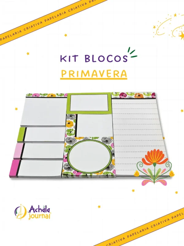 Bloco de Anotações Primavera - Kit post-it