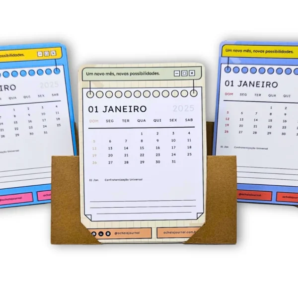 Mini Calendário de Mesa 2025 Pixel | Personalizado e Prático