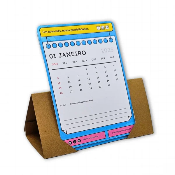 Mini Calendário de Mesa 2025 Pixel | Personalizado e Prático