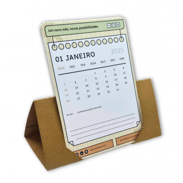 Mini Calendário de Mesa 2025 Pixel | Personalizado e Prático