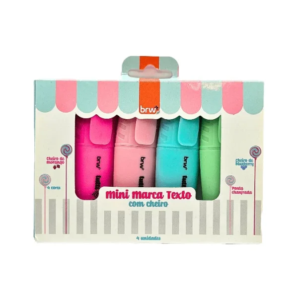 Mini Marca Texto Com Cheiro 4 Cores Tutti-Frutti BRW