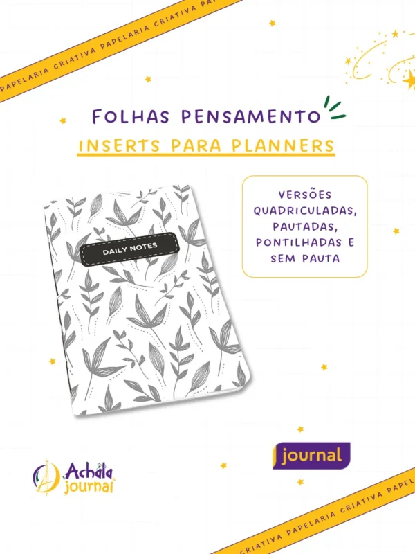 Planner Achala Folhas Pensamento GridMaster - Insert Journal Quadriculado
