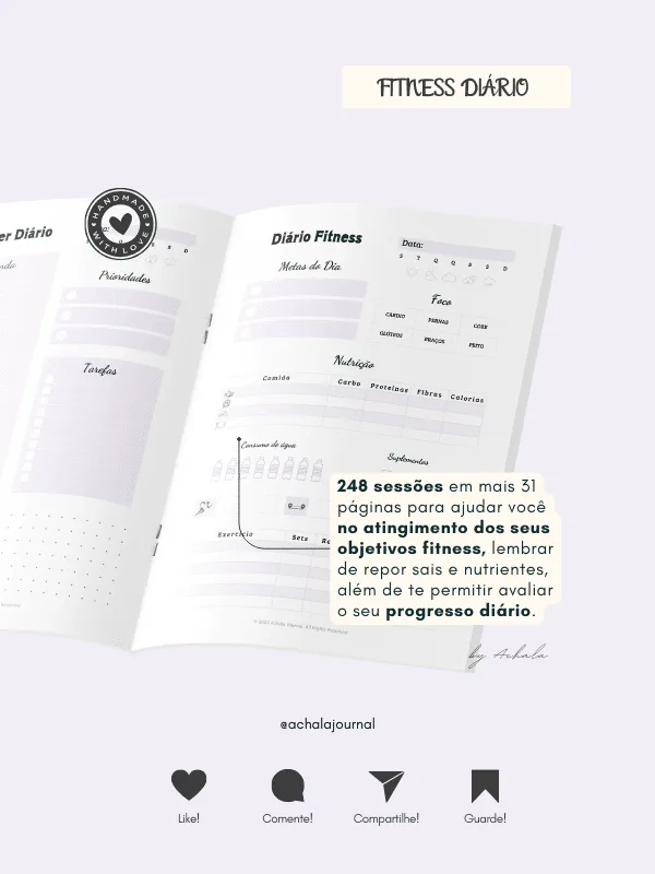 Achala Planner Fitness Shape & Shine Diário - Insert