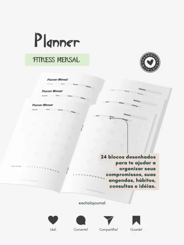 Achala Planner Fitness Mensal – Insert