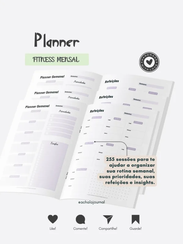 Achala Planner Fitness Mensal – Insert