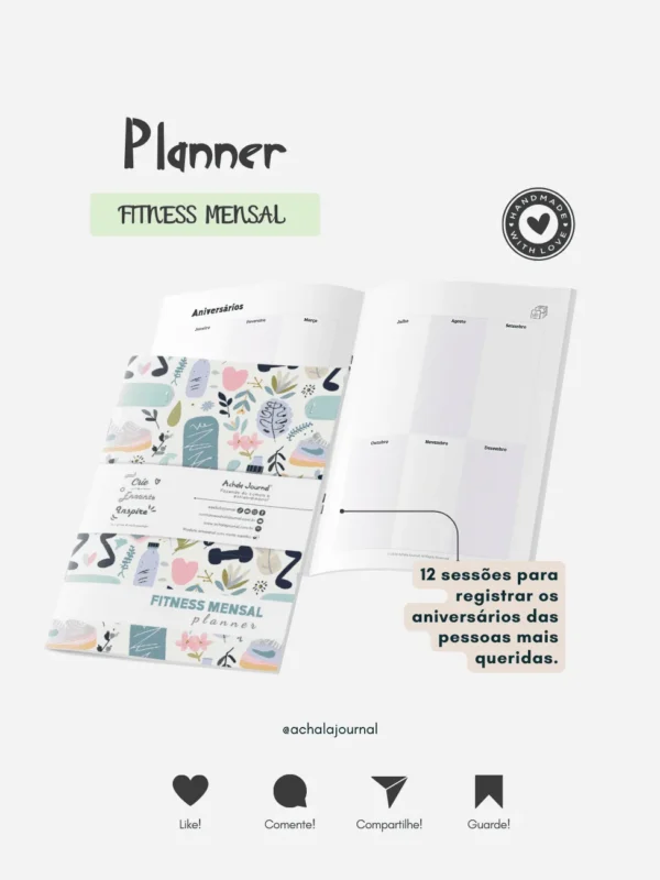 Achala Planner Fitness Mensal – Insert