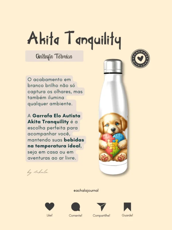 Garrafa Elo Autista Akita Tranquility: Refresque-se na Paz da Inclusão
