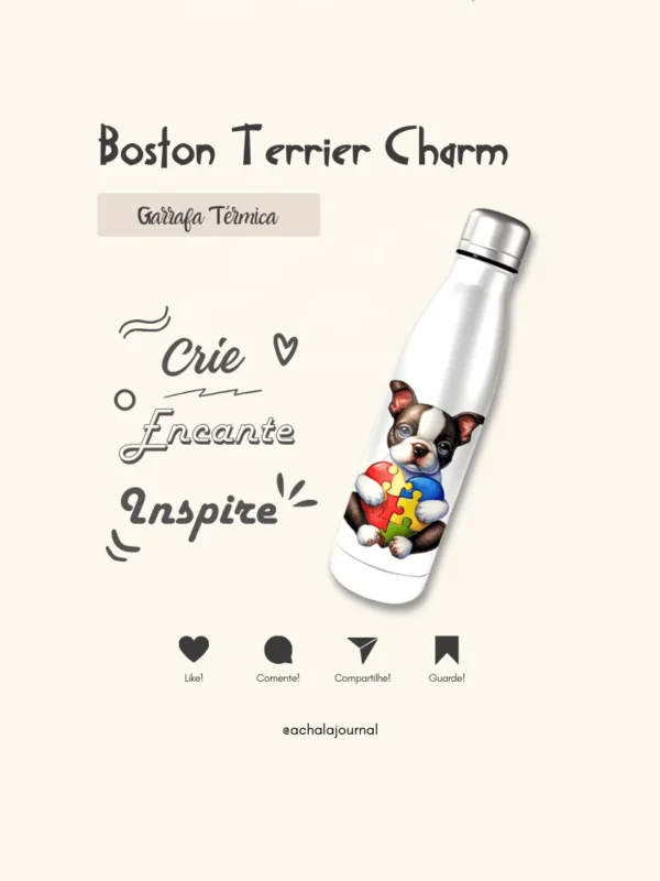 Garrafa Elo Autista Boston Terrier Charm