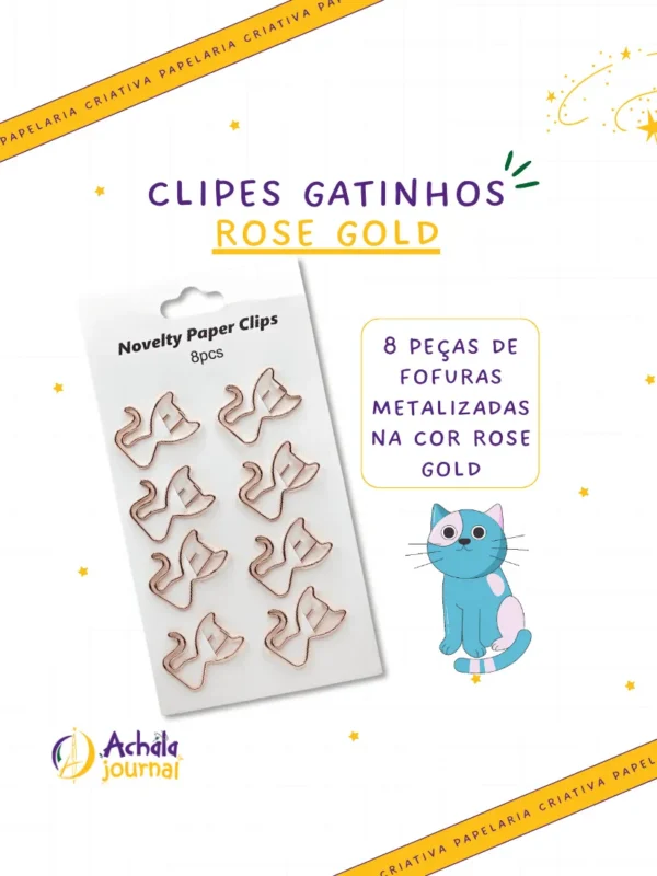 Clipes Meow Rose Gold