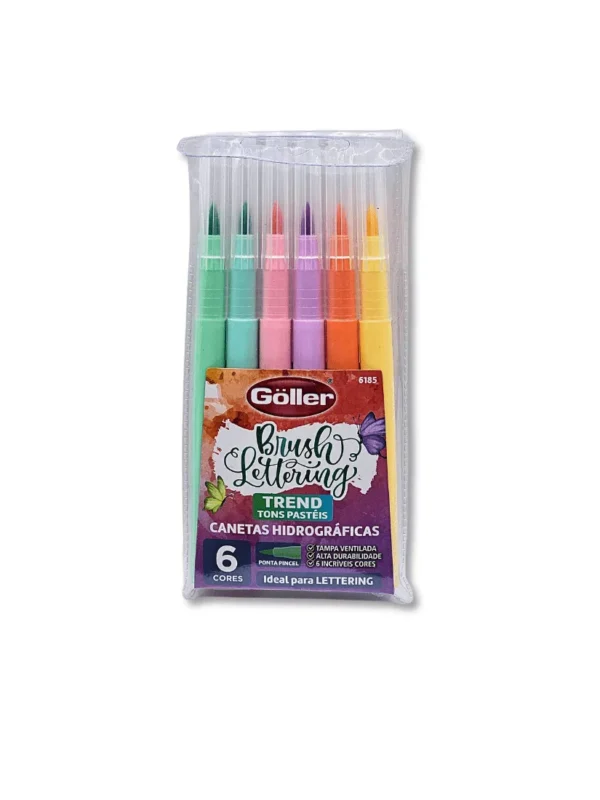 Goller Brush Lettering Pastel - Kit 6 canetas