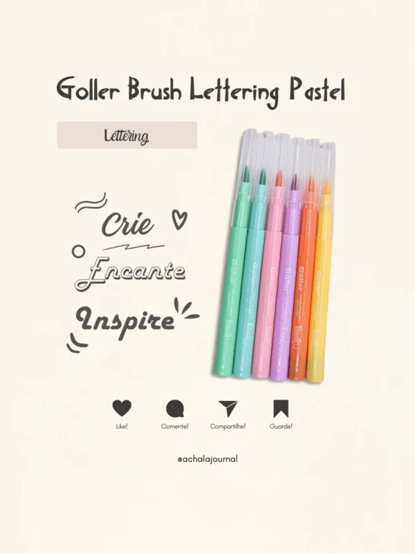 Goller Brush Lettering Pastel - Kit 6 canetas
