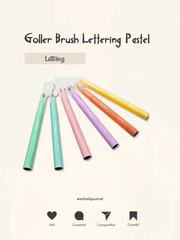 Goller Brush Lettering Pastel - Kit 6 canetas