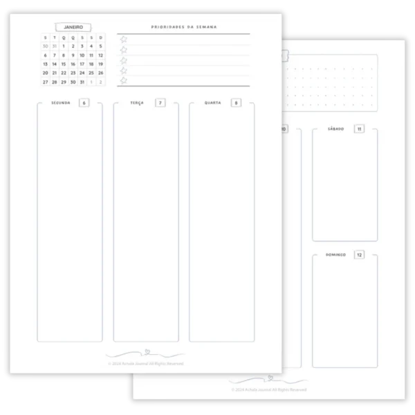 Refil Planner Semanal Datado 2025 Journey Permanente 8 furos 90g - Ofertas Papelaria Achala