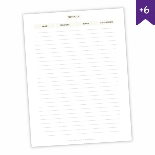 Refil Planner Não Datado Permanente Journey Diário para 1 Semestre Refil 8 furos 90g - Agendas Achala Journal