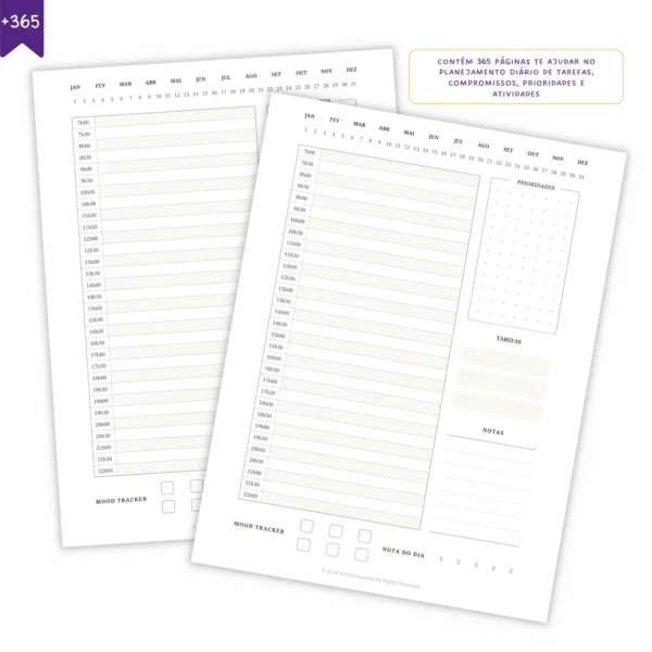 Refil Planner Não Datado Permanente Journey Diário para 1 Semestre Refil 8 furos 90g - Agendas Achala Journal