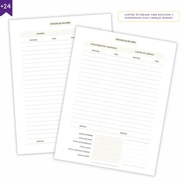 Refil Planner Não Datado Permanente Journey Diário para 1 Semestre Refil 8 furos 90g - Agendas Achala Journal