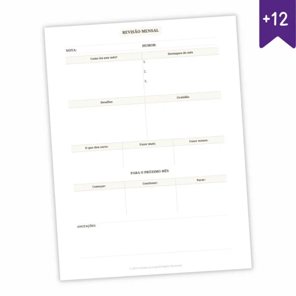 Refil Planner Não Datado Permanente Journey Diário para 1 Semestre Refil 8 furos 90g - Agendas Achala Journal