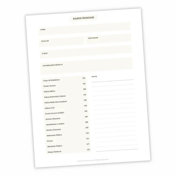Refil Planner Não Datado Permanente Journey Diário para 1 Semestre Refil 8 furos 90g - Agendas Achala Journal
