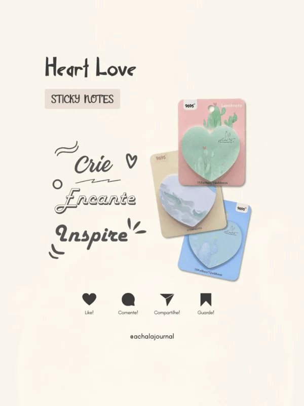 Notas Adesivas Heart Love