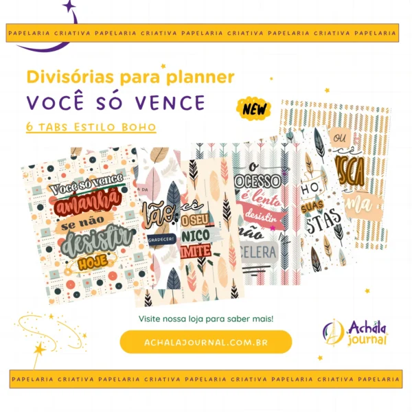 Divisórias para Planner Inspiração Boho