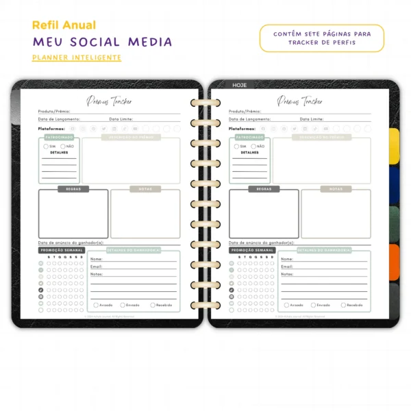 Refil Planner Meu Social Media Anual Achala 8 furos