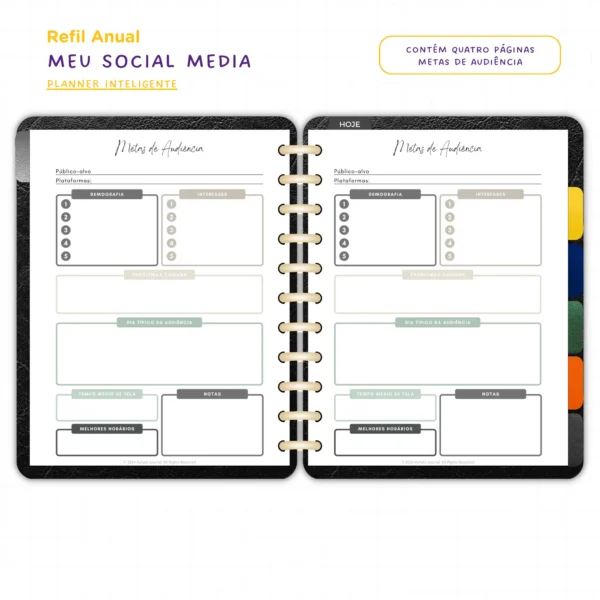 Refil Planner Meu Social Media Anual Achala 8 furos