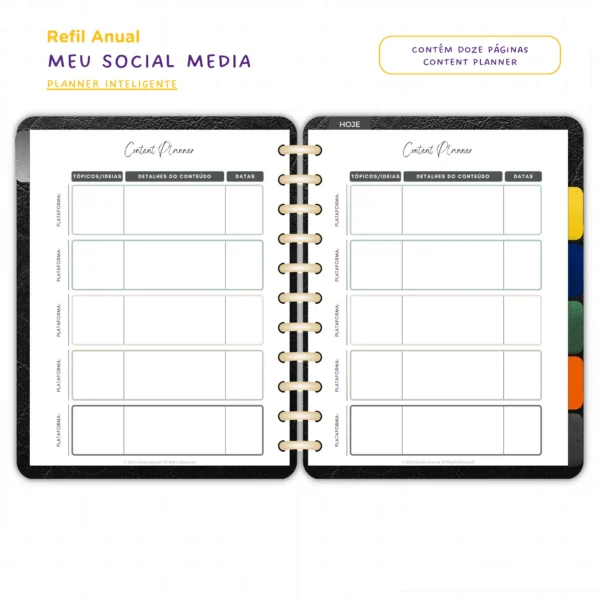 Refil Planner Meu Social Media Anual Achala 8 furos