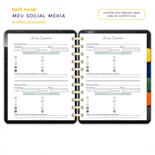 Refil Planner Meu Social Media Anual Achala 8 furos