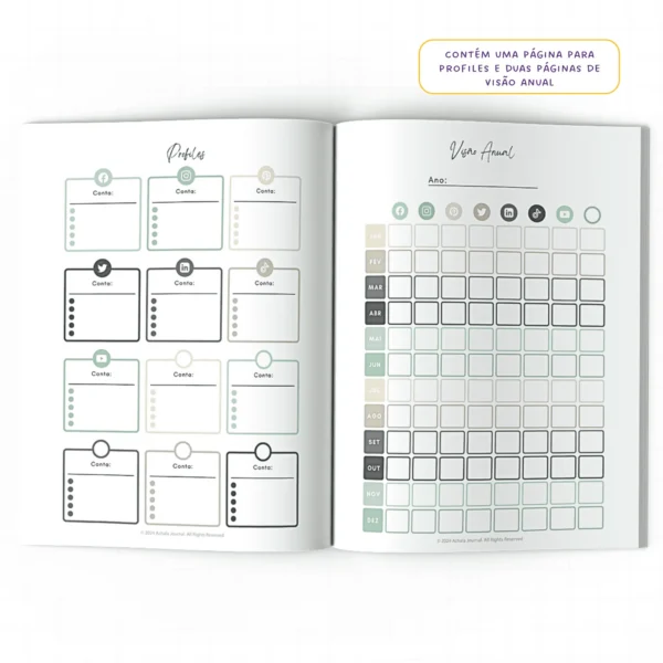 Planner Meu Social Media Anual Dinâmica Social - Insert Modular