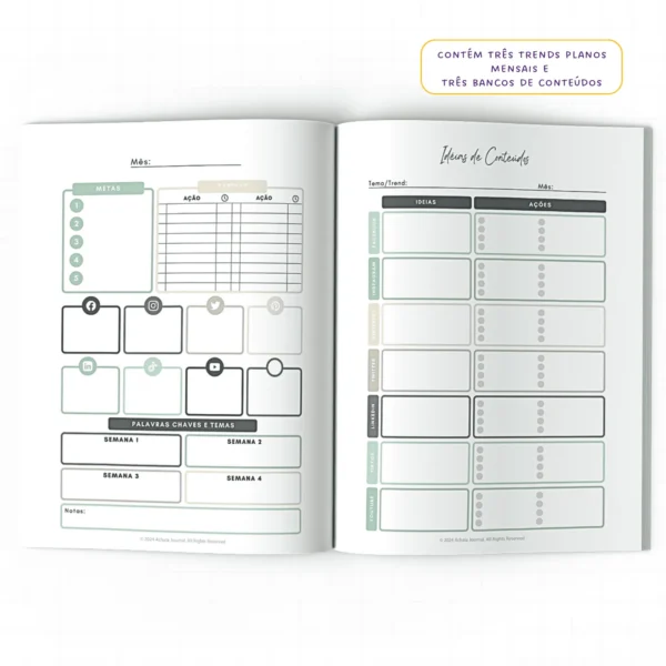 Planner Meu Social Media Trimestral Connections - Insert Modular