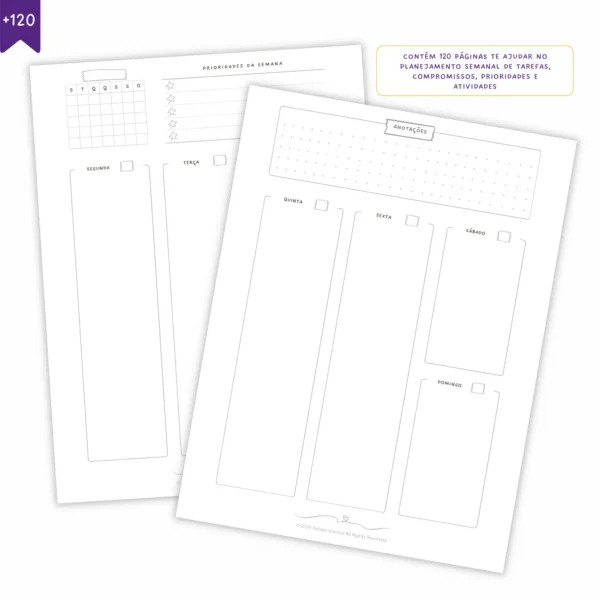 Refil Planner Semanal Não Datado Permanente Journey Suave 8 furos 90g - Ofertas Papelaria Achala