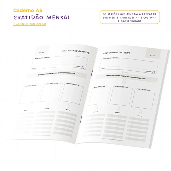Planner Modular Gratidão Charme Náutico - Kit Achala - Tipo Midori
