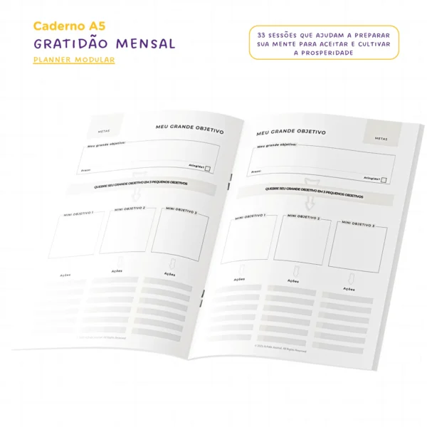 Planner Modular Gratidão Charme Náutico - Kit Achala - Tipo Midori