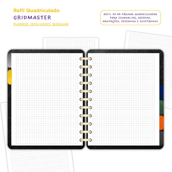 Refil Planner Modular Gridmaster Achala - Quadriculado