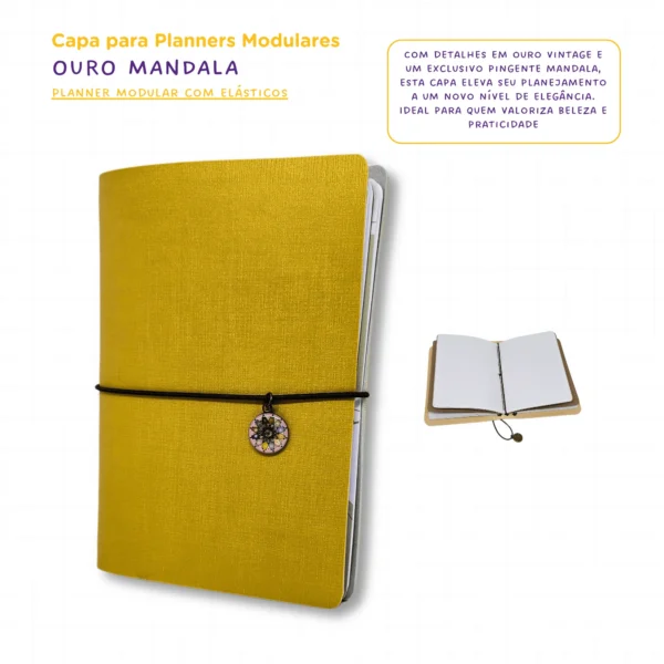 Planner Modular Journal Charme Ouro - Kit Achala Tipo Midori