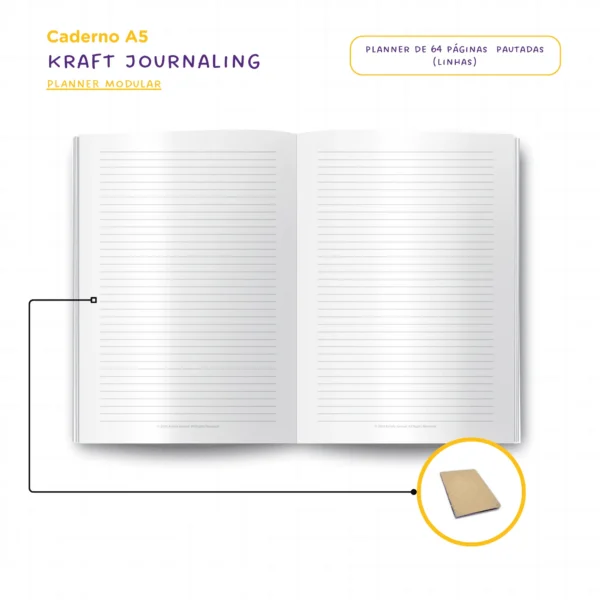 Planner Modular Journal Charme Ouro - Kit Achala Tipo Midori