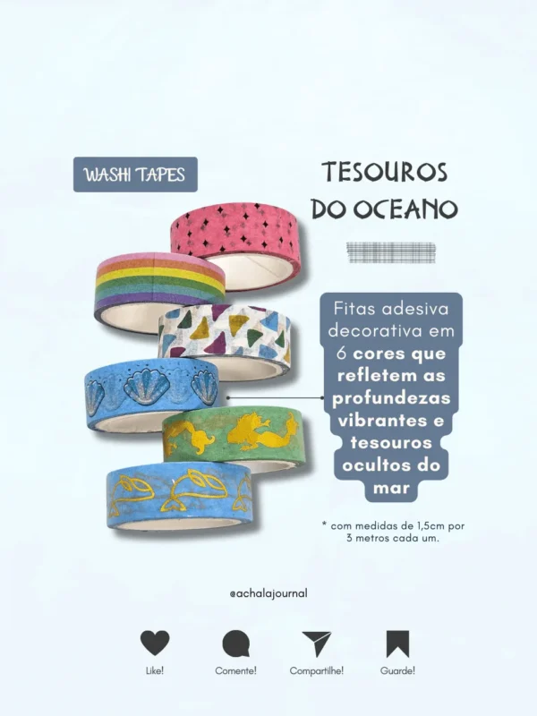 Washi Tape Tesouros do Oceano - Kit com 6
