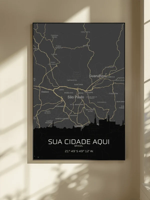 Quadro Horizontes da Sua Cidade - Personalizado A3 Vertical