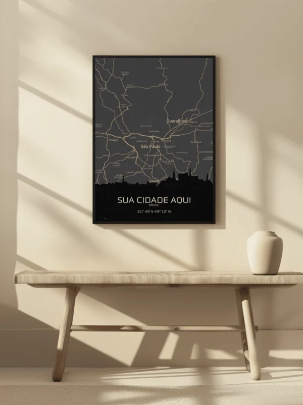 Quadro Horizontes da Sua Cidade - Personalizado A3 Vertical
