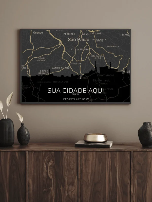 Quadro Horizontes da Sua Cidade Personalizado- A3 Horizontal