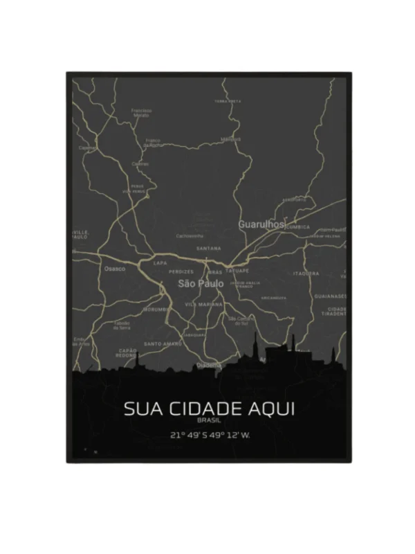 Quadro Horizontes da Sua Cidade - Personalizado A3 Vertical